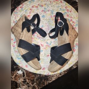 Style & Co. Black Strappy Wedge